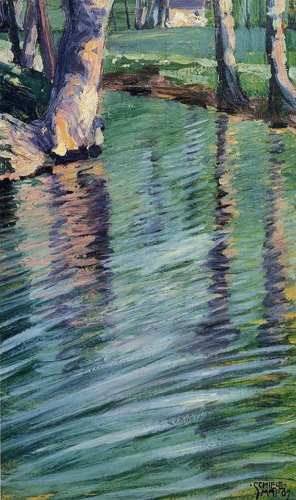 trees-mirrored-in-a-pond-1907
